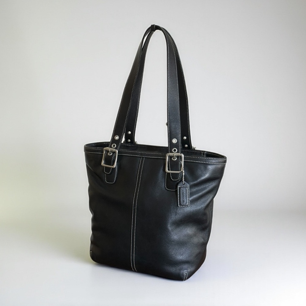 Authentic Coach Hampton Black Leather Tote Bag! - Picture 2 of 16